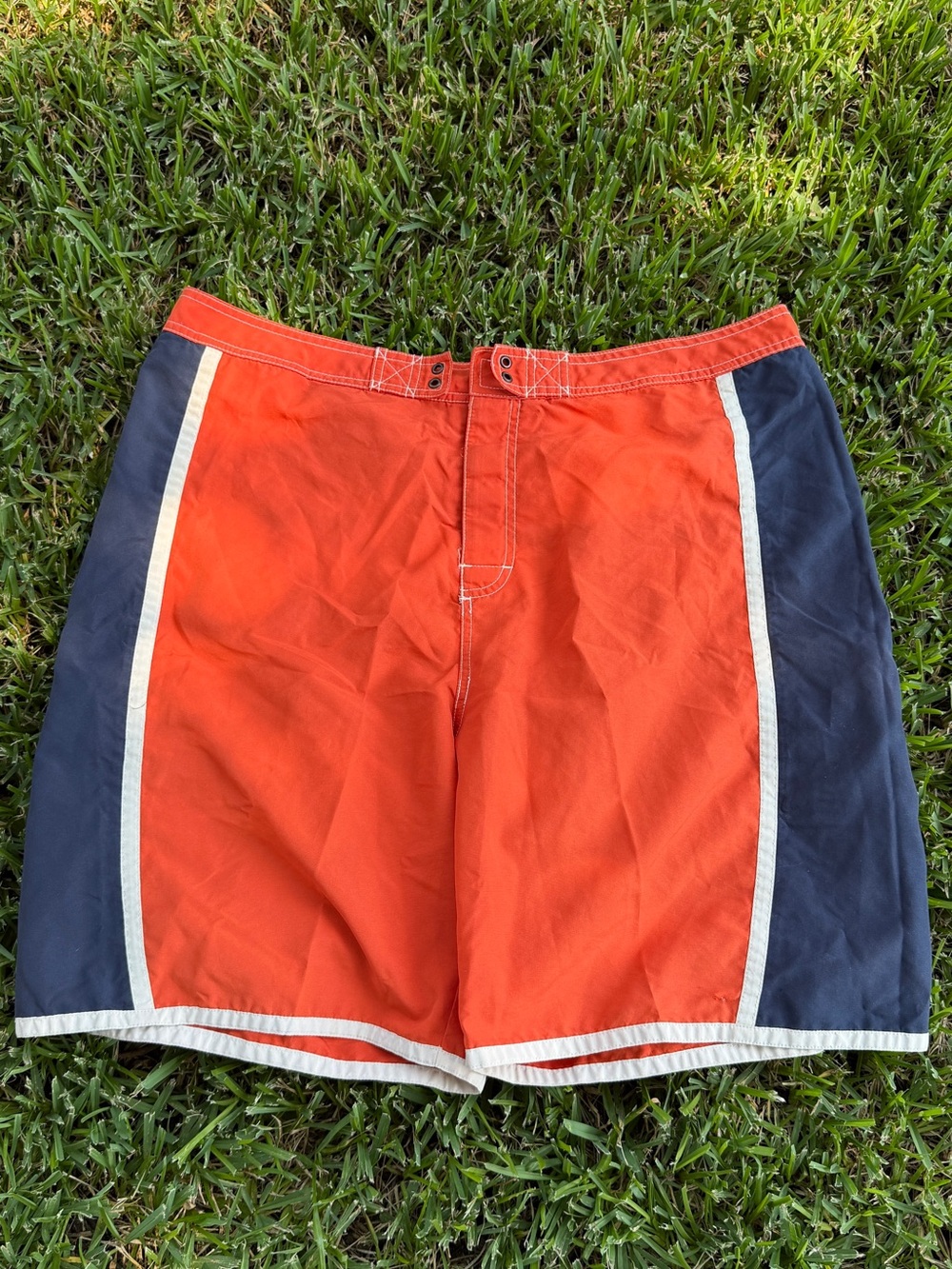 Old Navy Orange and Navy Colorblock Swim Trunks